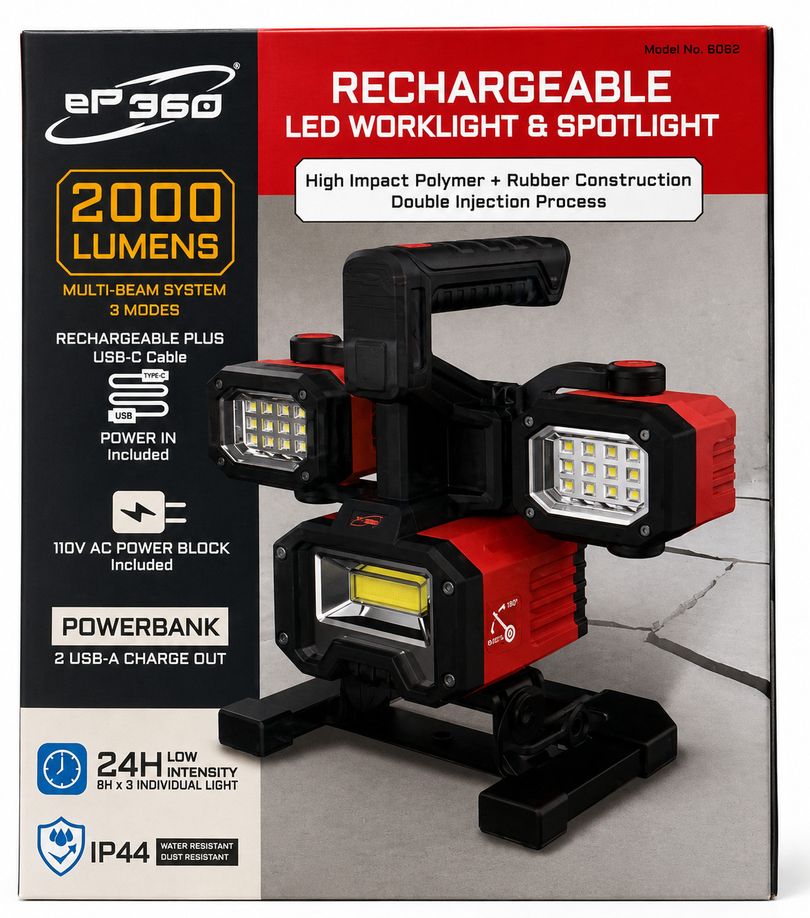 ePower360 SIRIUS 2000LM Rechargeable LED Work Light and Powerbank w/ Side Lights gallery