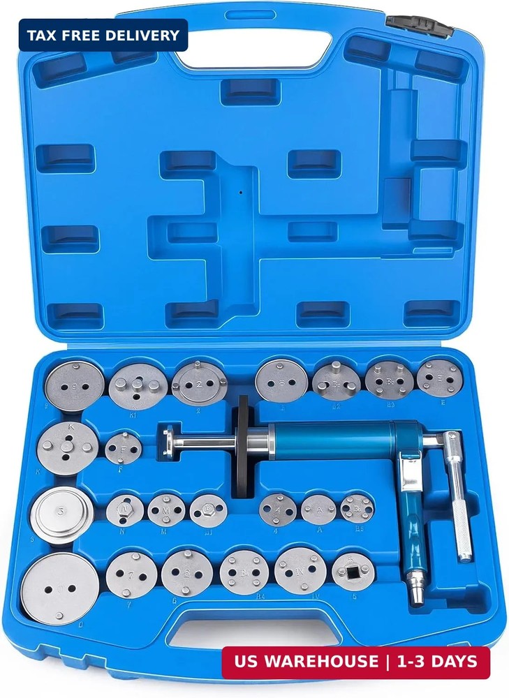 23PCS Pneumatic Brake Caliper Compression Tool Kit, Air Operated Brake Piston Wi