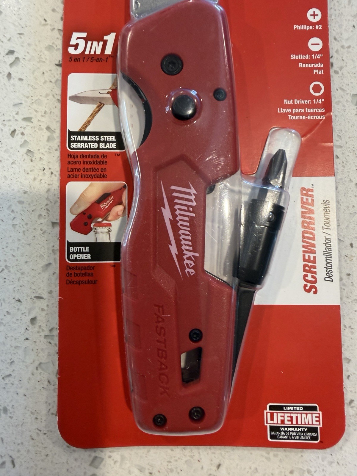 Milwaukee Tool 48-22-1540 Fastback 5-In-1 Folding Knife, New In Seal Package gallery