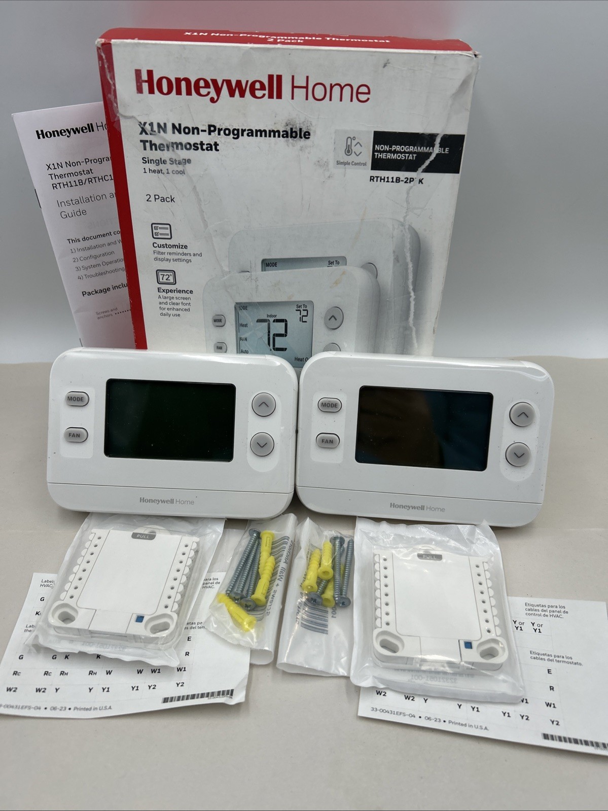 Honeywell Home X1N Non-Programmable Thermostat 2-pack RTH11B-2PK gallery