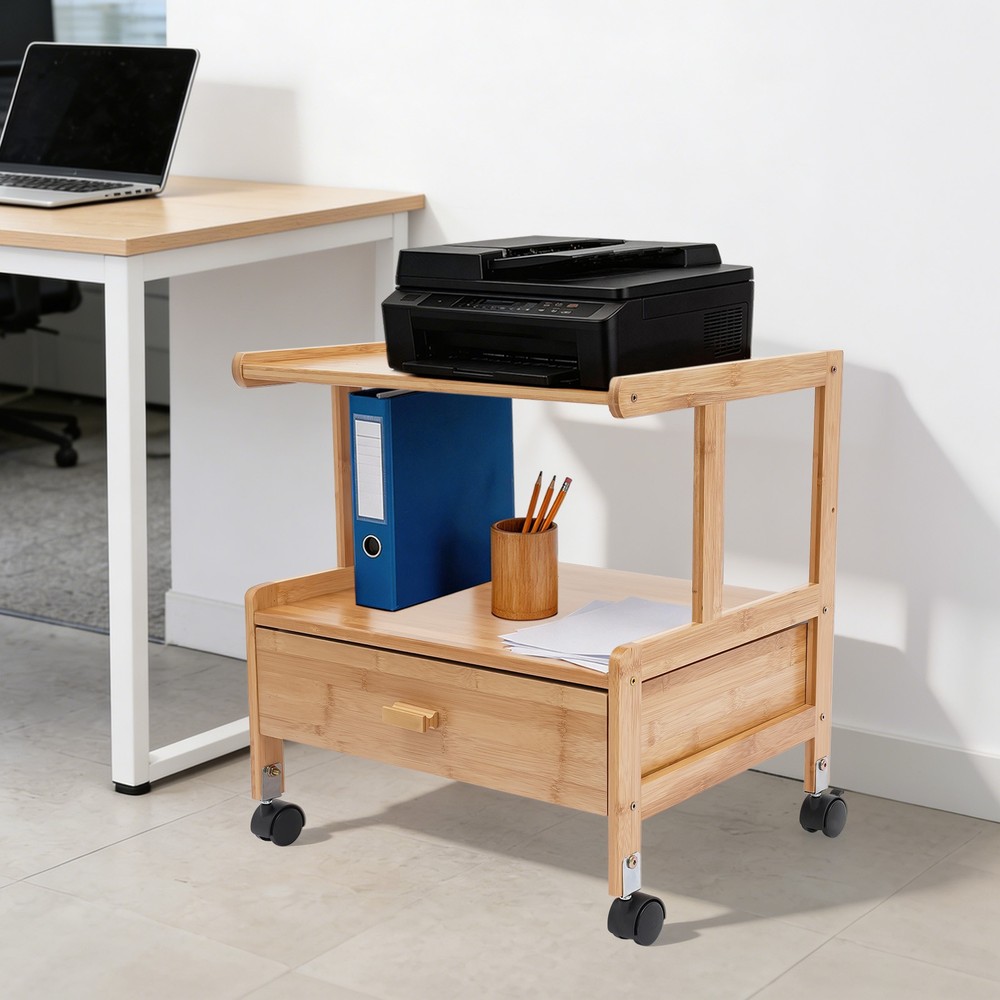 Printer Stand with Storage Under Desk Printer Table 4 Wheels & Locking Mechanism