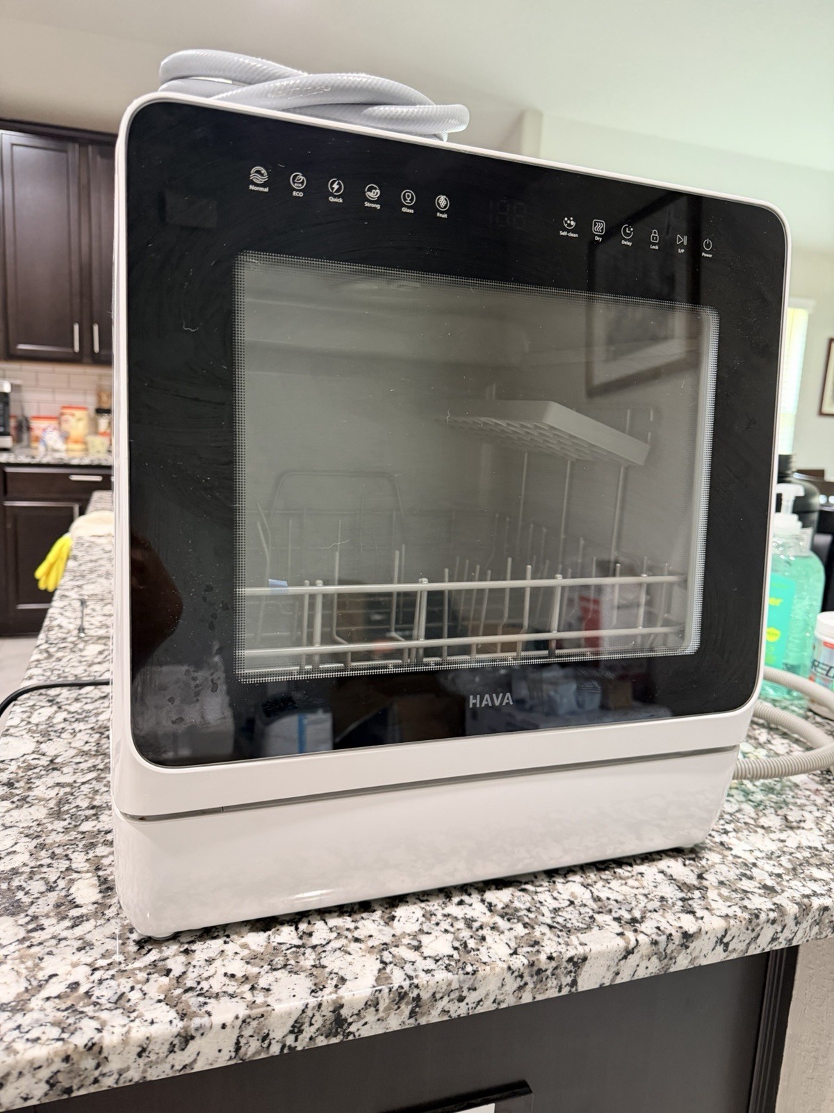 HAVA Compact/Table Top Freestanding Countertop Dishwasher, White/Black, Display gallery