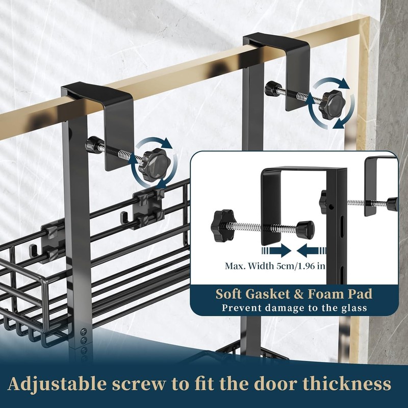 Adjustable 5-Tier Over the Door Pantry Organizer Spice Rack Narrow Hanging Shelf gallery