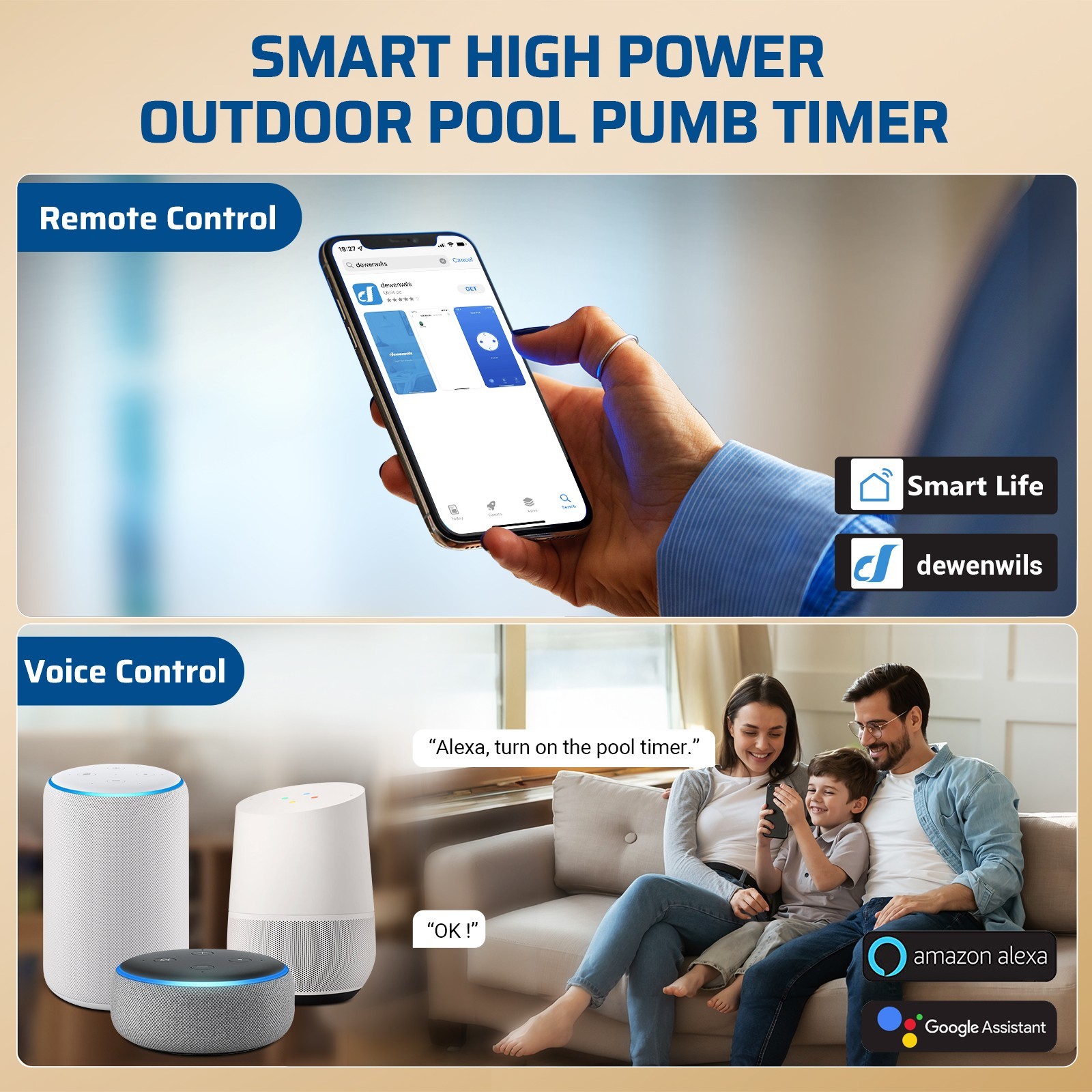 DEWENWIL WiFi Pool Pump Timer, Heavy Duty Wireless Controller Timer Water Heater gallery
