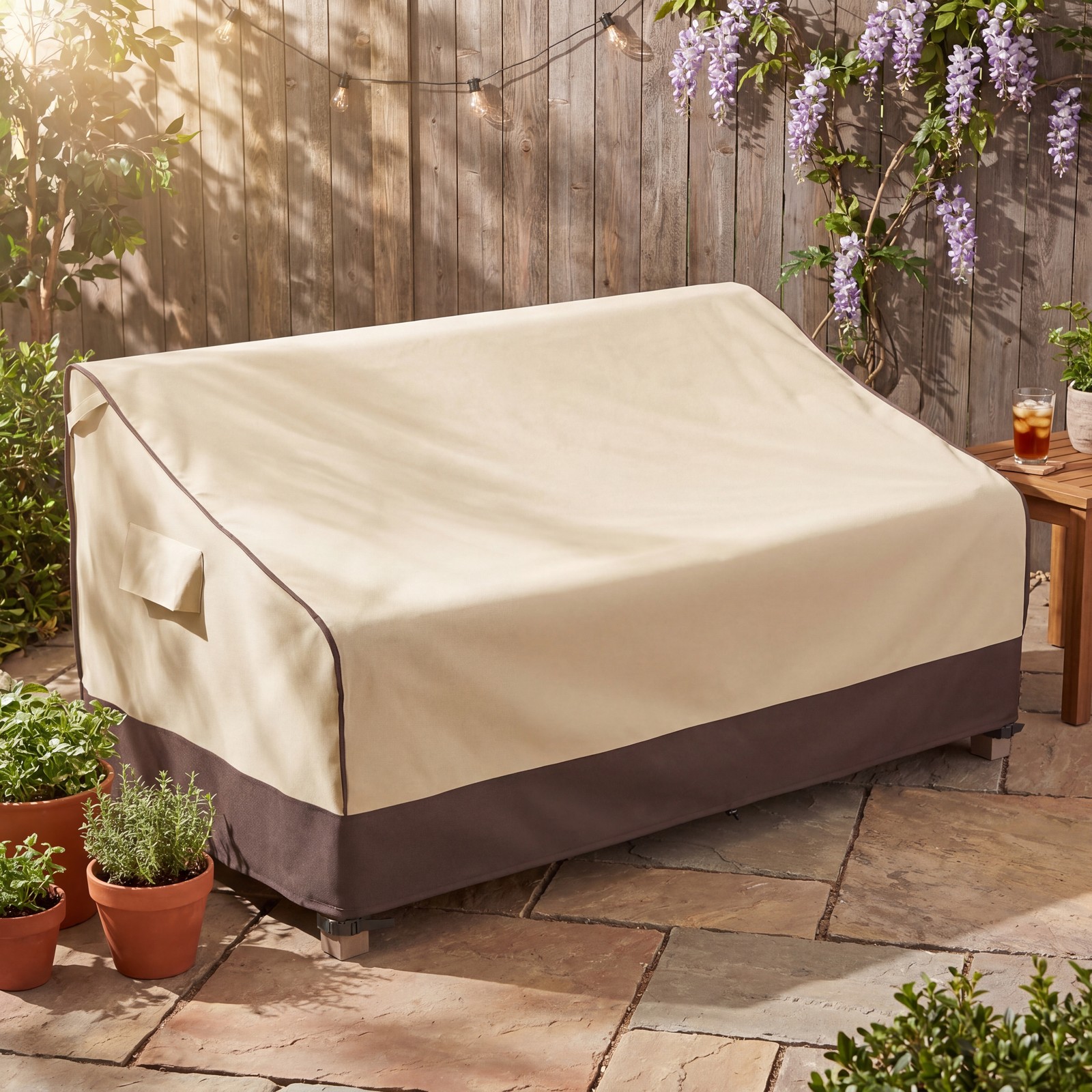 MR.COVER Outdoor Couch Cover Waterproof 2-Seater 58x32x31 Brown Khaki gallery