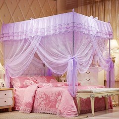 UOZZI BEDDING 4 Corners Post Purple Canopy Bed Curtain for Girls & Adults – Cute