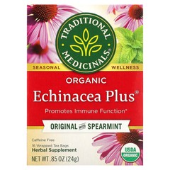 Organic Echinacea Plus, Original with Spearmint, Caffeine Free, 16 Wrapped Tea