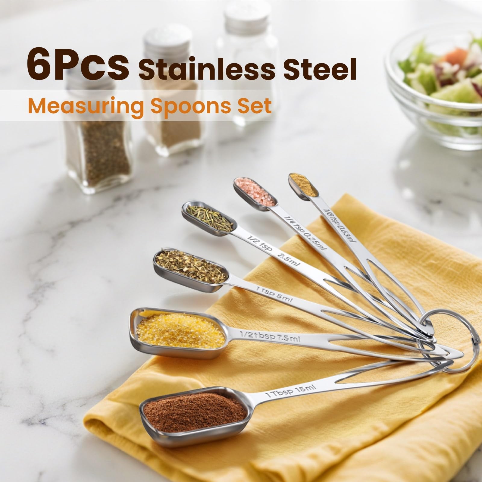 6PCS Narrow Measuring Spoons Set, Stainless Steel Measuring Spoon Fits in Spi... gallery