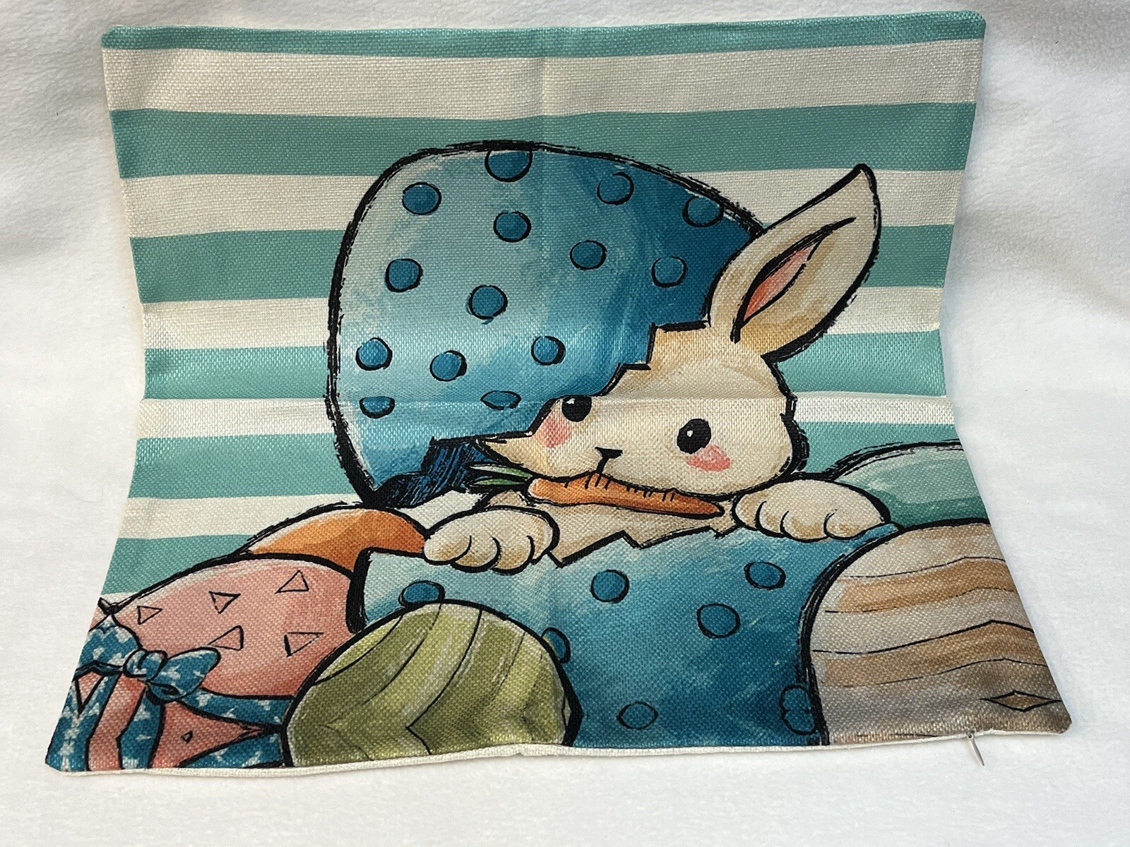 Bunny Eggs Cartoon Fun Spring Easter Throw Pillow Cover Holiday Spring Decor gallery