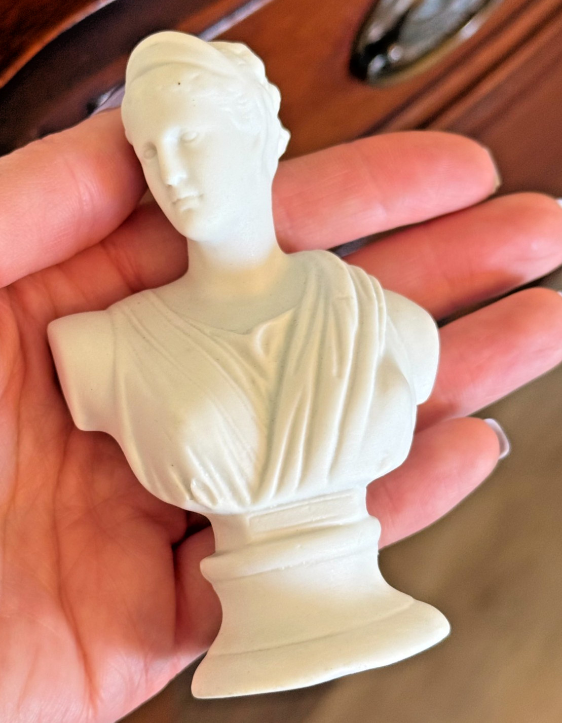 Mini 4" Artemis Diana Bust Statue Greek Goddess Sculpture White Matte Porcelain gallery
