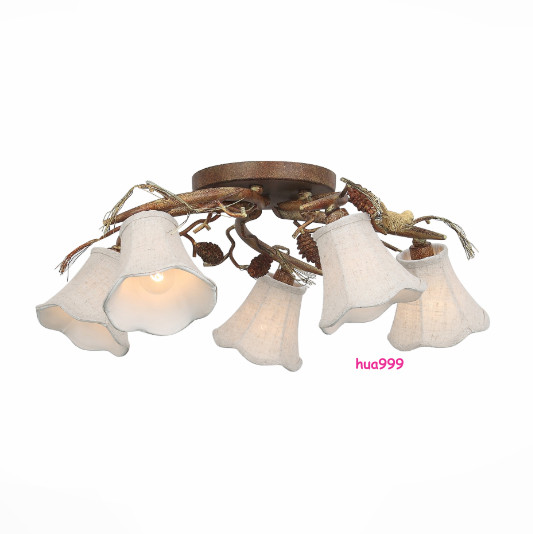 American Style Rural Ceiling Flush Mount 5/8 Lights Retro Pinecone Bird Bedroom gallery