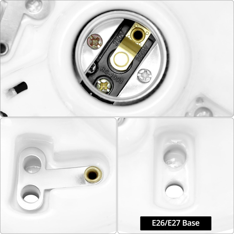 Light Socket with Grounded Outlet, 4 Pack Porcelain Pull Chain Light Fixture, 2 gallery