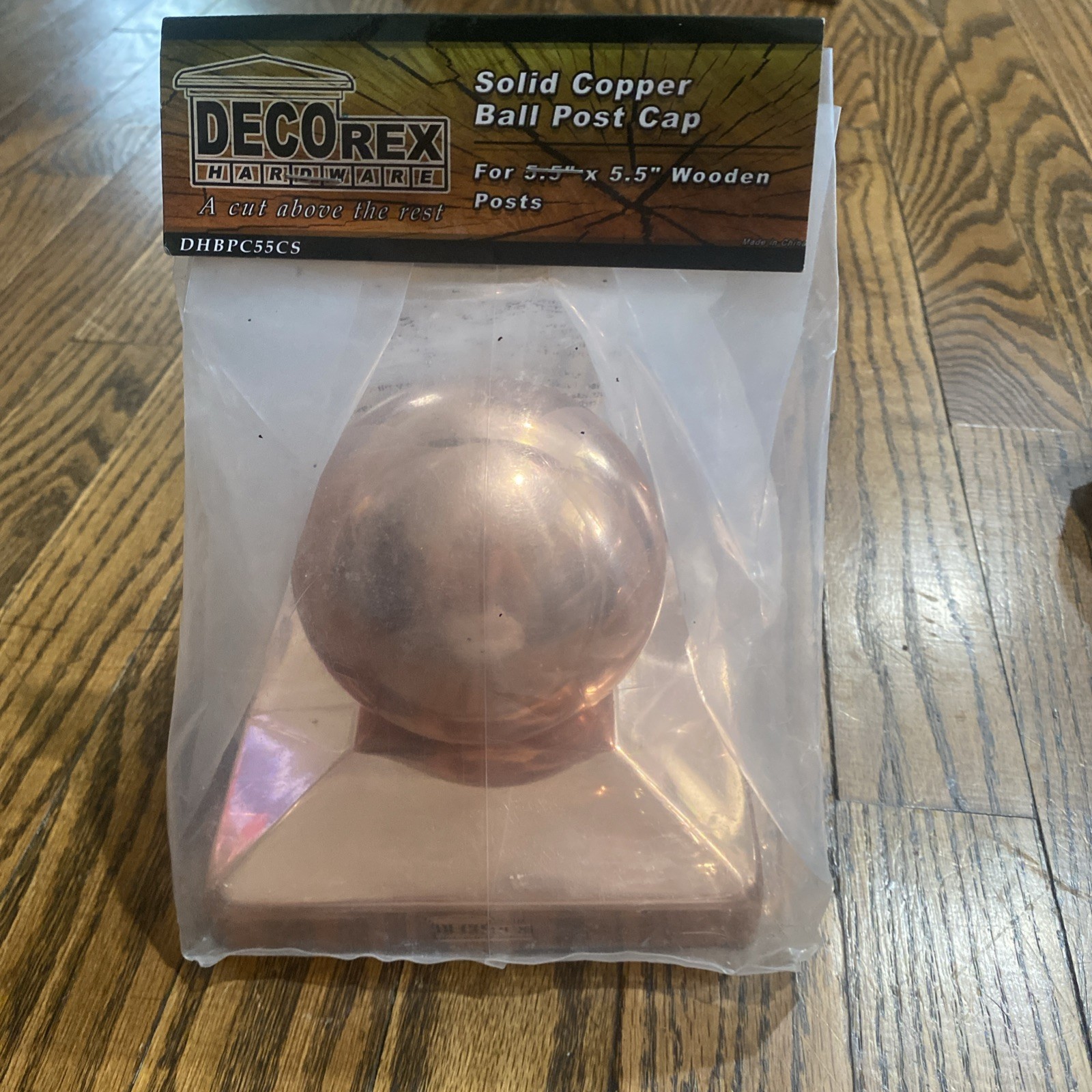 5.5" x 5.5" Solid Copper Ball Post Cap for True/Actual 5.5" x 5.5" Wood Posts gallery