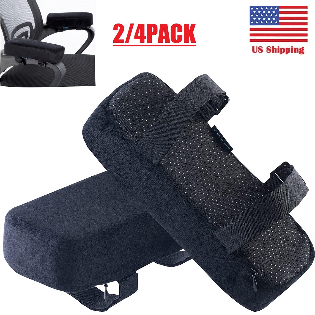 4× Memory Foam Armrest Cushions Support Elbow Arm Rest Cover Chair Armrest Pad gallery
