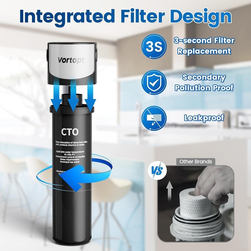Advanced Under Sink Water Purifier - 28000 Gallons, Removes PFOA/PFOS, Bad Odors gallery