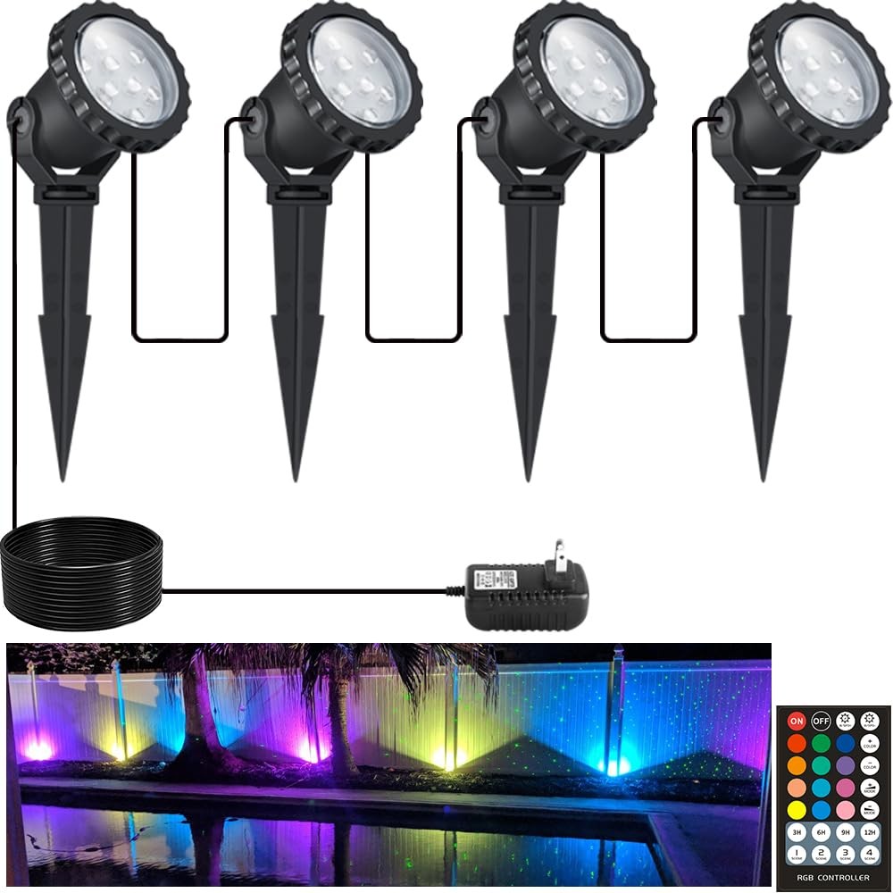 Spotlights Outdoor, RGB Color Changing Landscape Lights 12W 800lm 120V Plug i... gallery