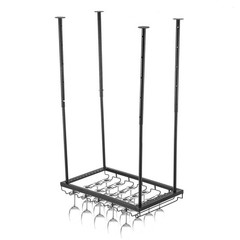 Uimoso Ceiling-Mounted Bar Wine Rack Wine Glass Hanging Rack 23.6×13.8in Black