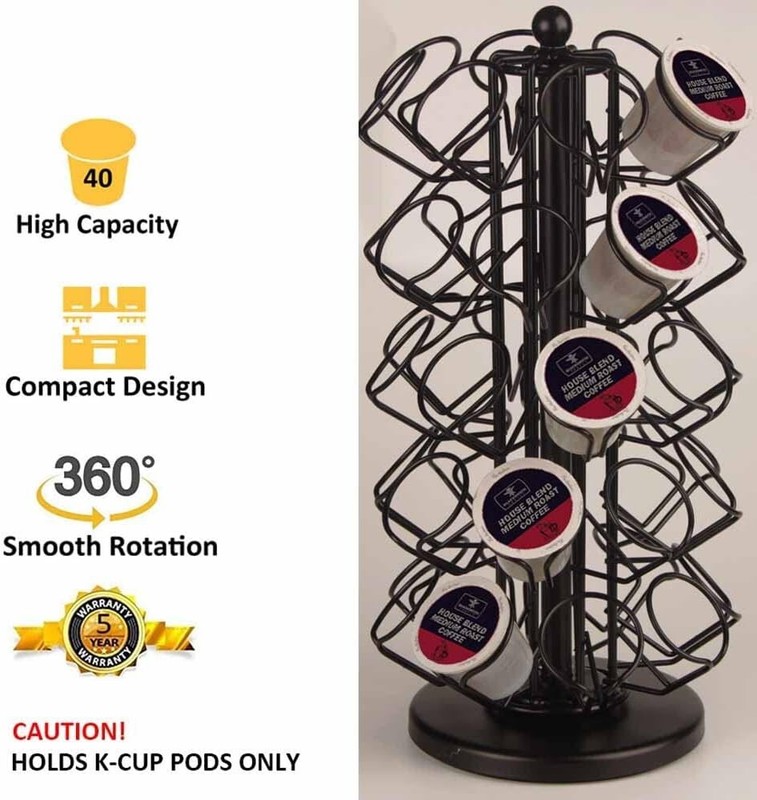 Space-Saving K-Cup Carousel Holder - Deluxe Metal Construction, 40 Pods Capacity gallery