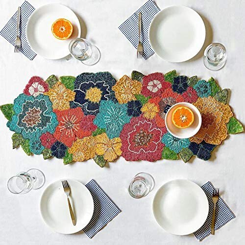 Handcrafted Beaded Table Runner for Center and Dinning Table Mutlicolor gallery