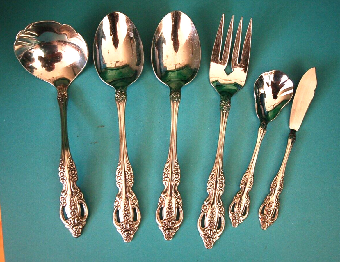 BRAHMS SIX PIECE SERVING SET ONEIDA Stainless Flatware HOSTESS COMPLETER Set gallery