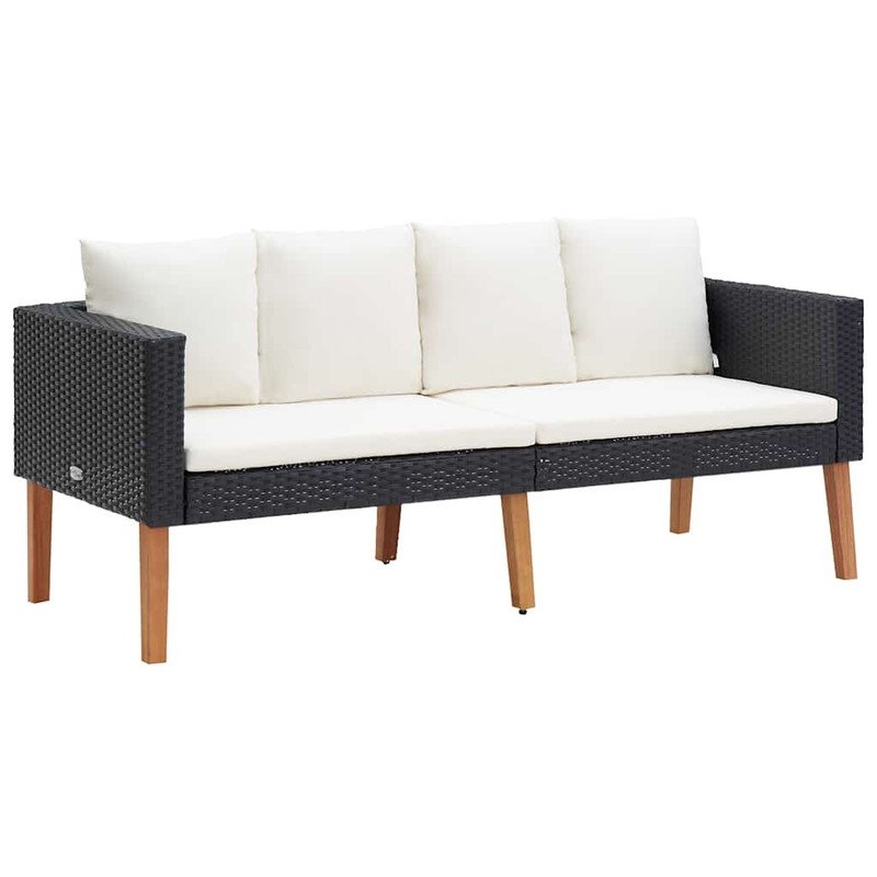 Patio Sofa Couch Outdoor Deck Wicker Furniture with Cushions PE Rattan vidaXL gallery