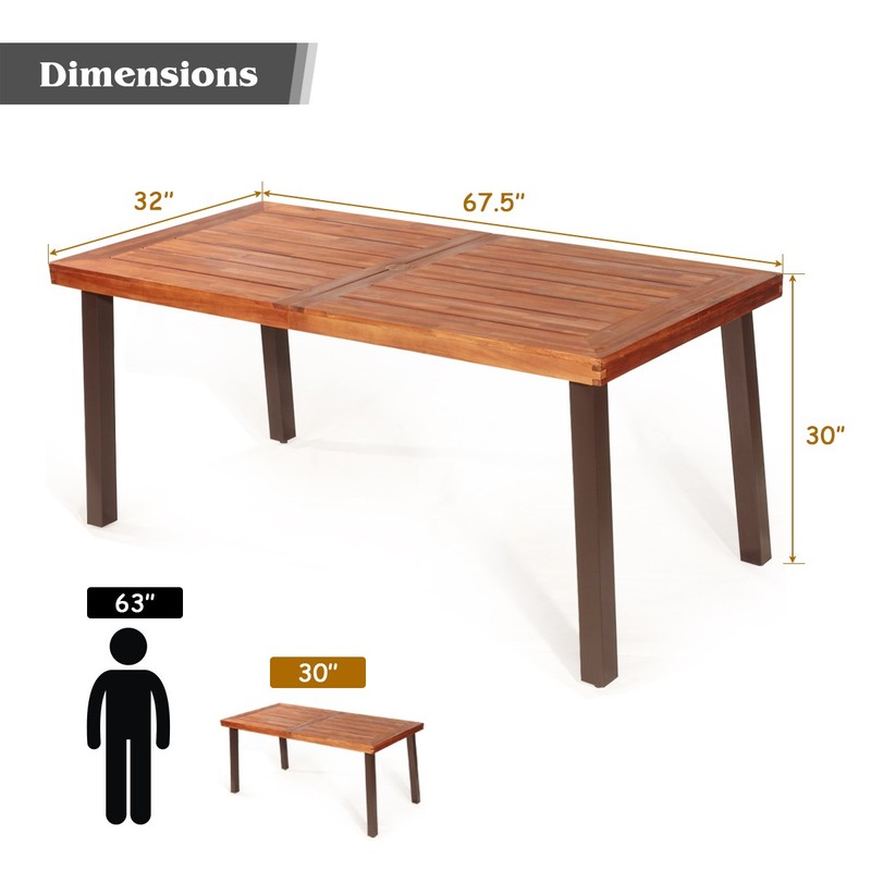 Rectangular Acacia Wood Dining Table Rustic Furniture Indoor &Outdoor gallery