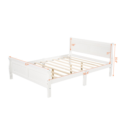 Full/Queen Size Wood Bed Frame Platform Bed w/ Headboard and Wooden Slat Support gallery