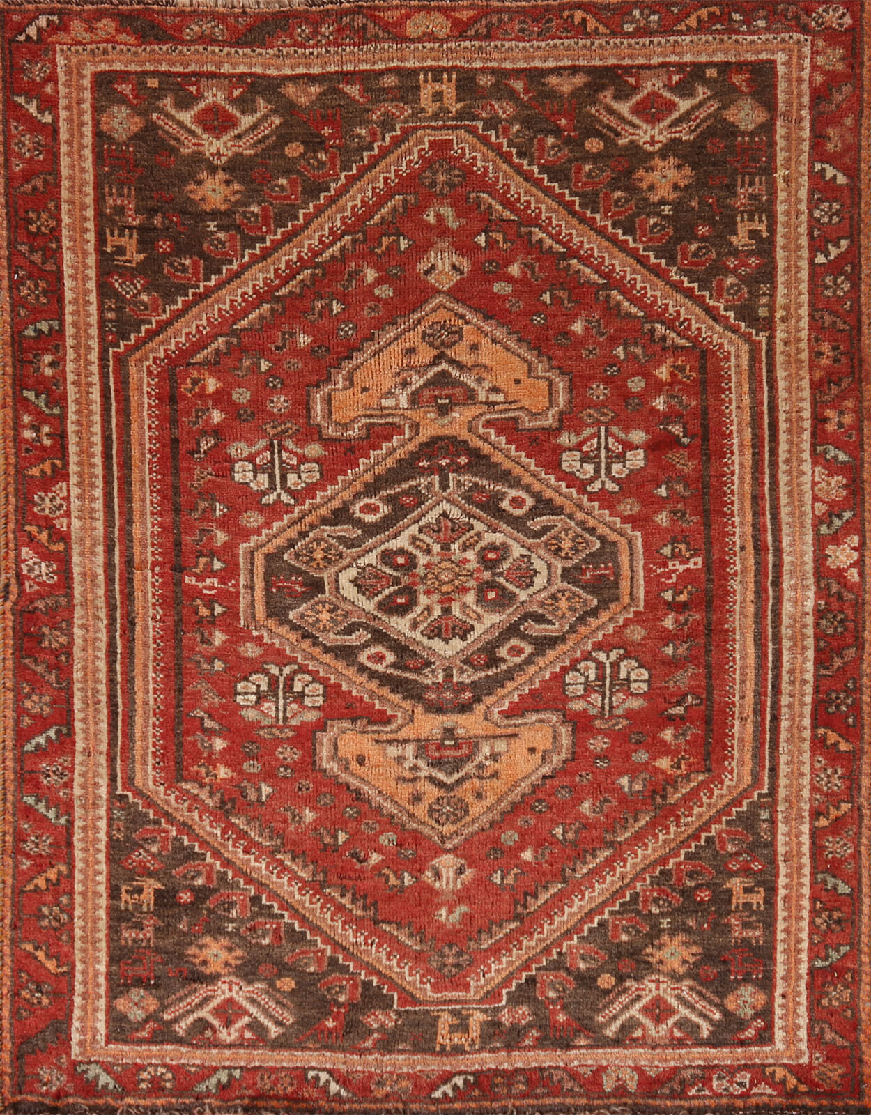 Vintage Geometric Abadeh Traditional Tribal Rug 4x5 Wool Hand-knotted Carpet gallery