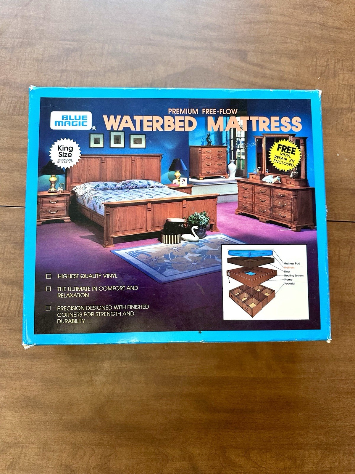Blue Magic Premium Free Flow Waterbed Mattress King Size 72 X 84 X 9 New Rare gallery