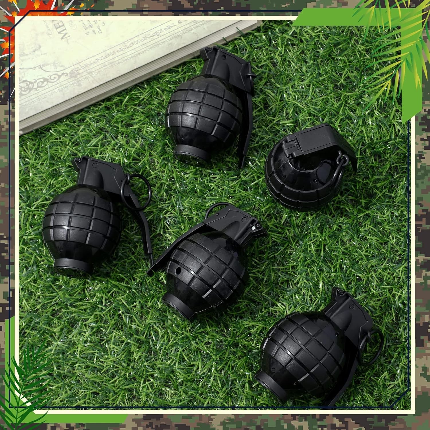 4 Pcs Plastic Hand Grenades with Realistic Sound Effects and Flashing Light,Fake gallery