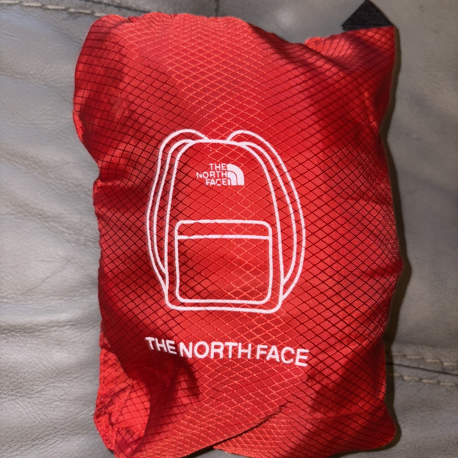 The North Face Self Folding Backpack Travel Pack Red Pocket 4