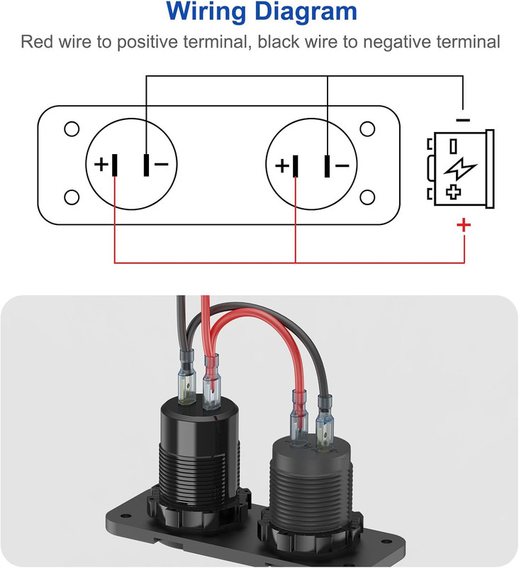 12V USB Outlet Marine Switch Panel Plug, PD3.0 and Dual QC3.0 USB Ports Aluminum gallery