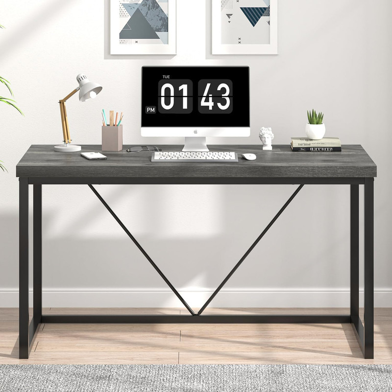 Modern Computer Desk, Small Home Office Desk, Wood and Metal Writing Study Table gallery