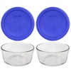 Pyrex (2) 7201 4-Cup Glass Bowls & (2) 7201-PC Cadet Blue Lids gallery