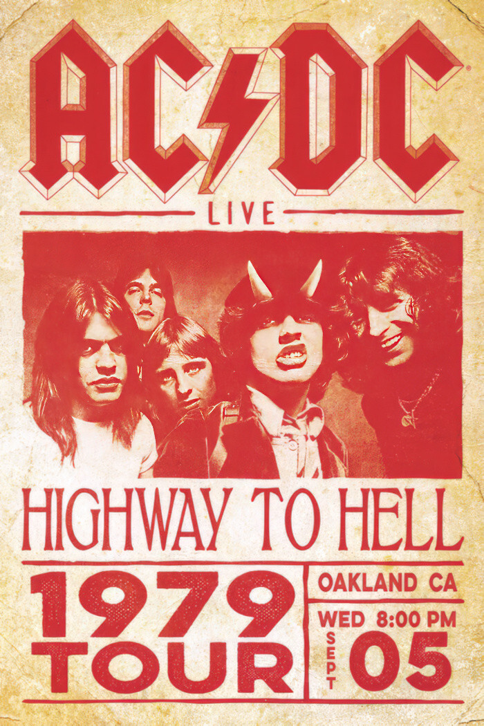 AC/DC - Music Poster (Highway To Hell - 1972 Tour Promo Poster) (Size: 24 x 36") gallery