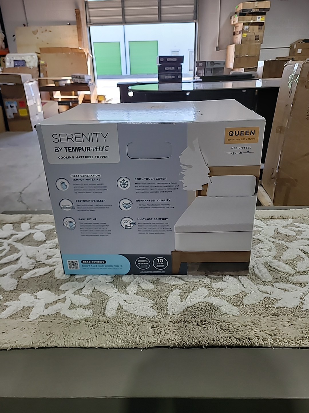 Serenity Tempur-Pedic Cooling Memory Foam Mattress Topper Queen Open Box gallery