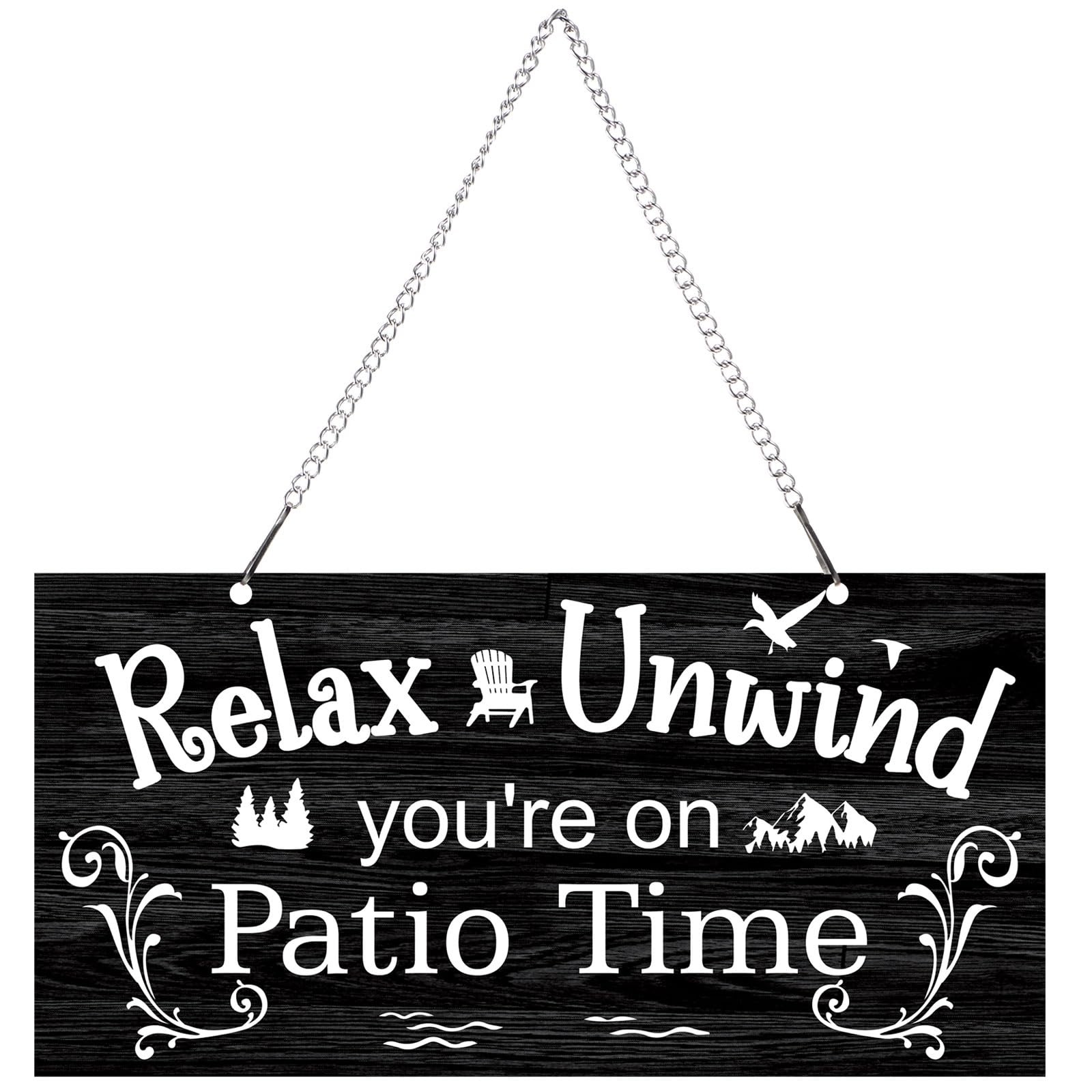 Rustic Metal Patio Sign Outdoor Wall Decor Farmhouse Hanging Porch Garden Art gallery