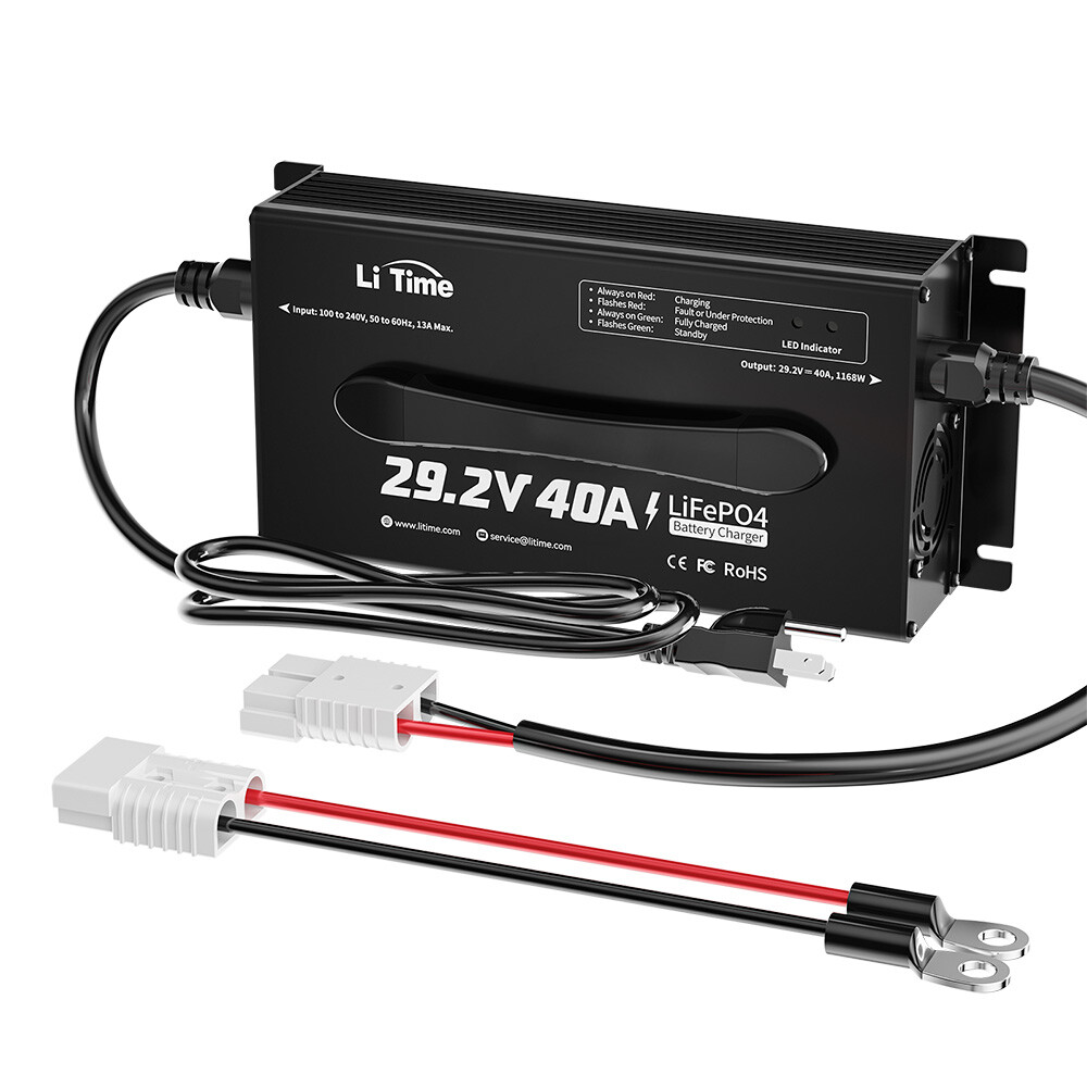 LiTime 29.2V 40A AC-DC Smart Charger for 24V Deep Cycle Lithium LiFePO4 Battery gallery