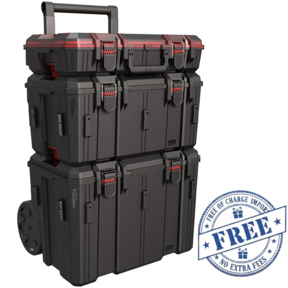 Hyper Tough Hyper Stack 3 Piece Modular Rolling Toolbox System Black Heavy Duty