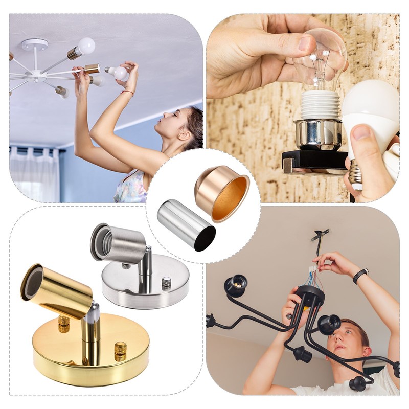6pack E26/E27 Lamp Socket Cup Decorative Lamp Base Holder Cover Sleeve Black gallery
