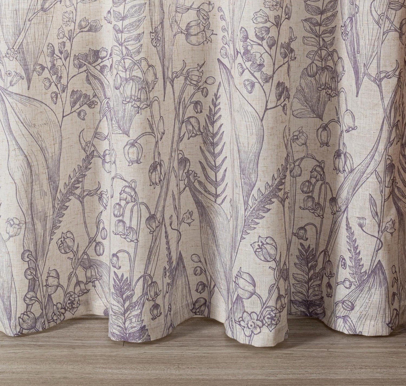 2 PackPurple Floral Curtains Textured Light Filtering Linen Curtain 54 In X 63in gallery