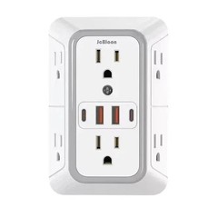 6 Outlet Extender Surge Protector Multi Plug Wall Adapter 4 USB Charger Ports
