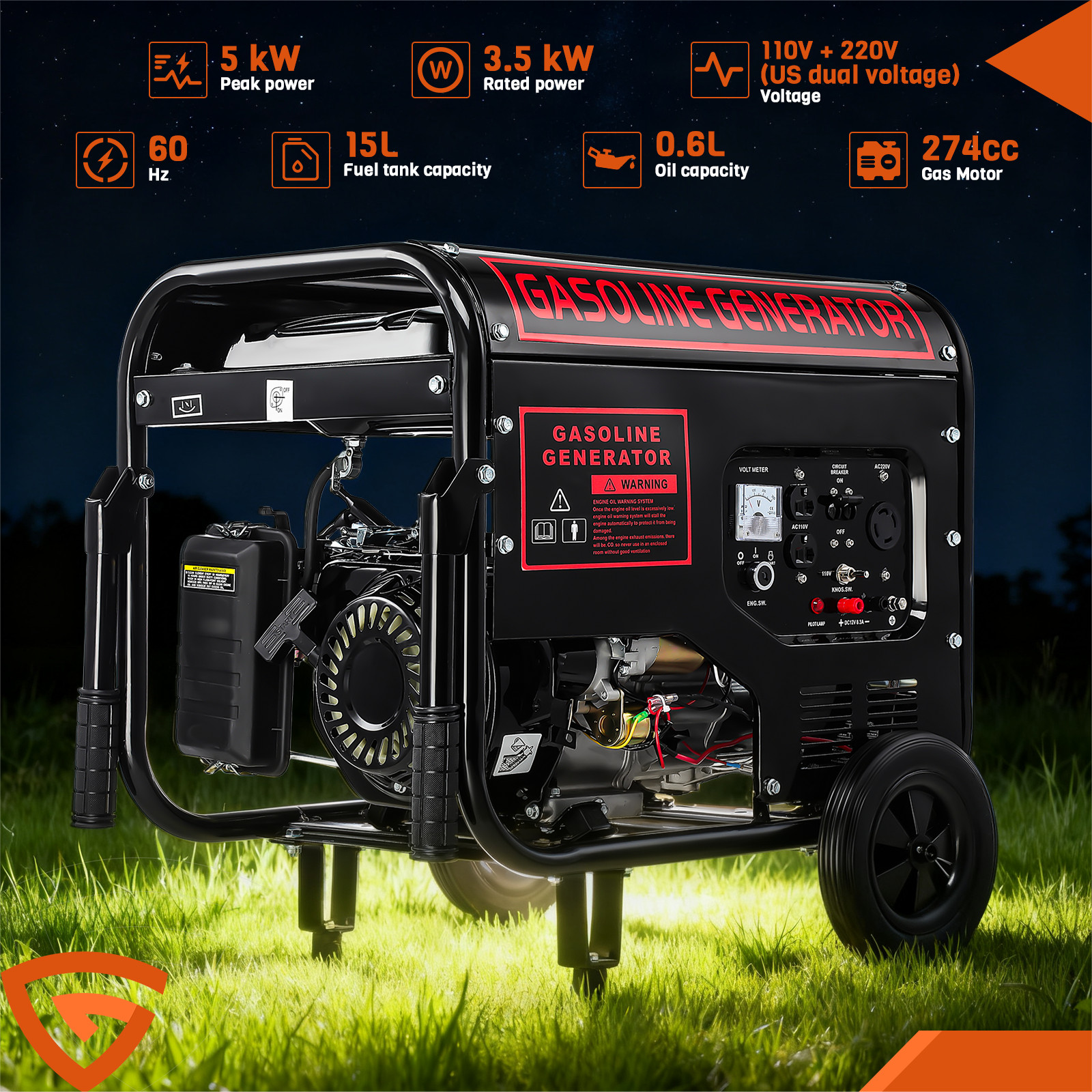 Portable Inverter Generator Gas Powered Quiet for Home Backup Construction 5KW gallery