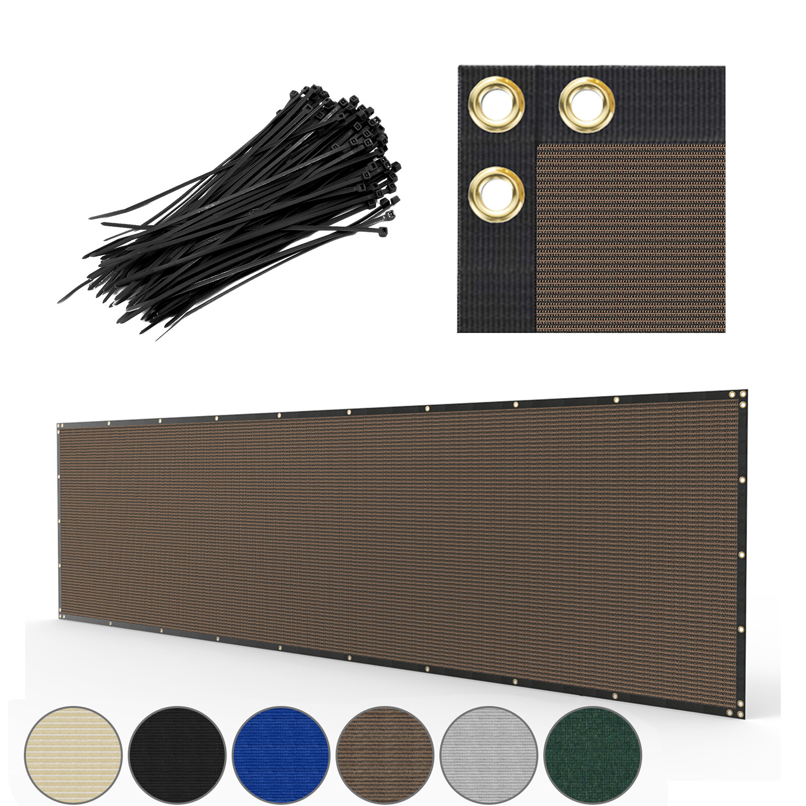 Fence Privacy Screen Cover Mesh Garden Yard 4' 5' 6' 8' Black Green Beige Brown gallery