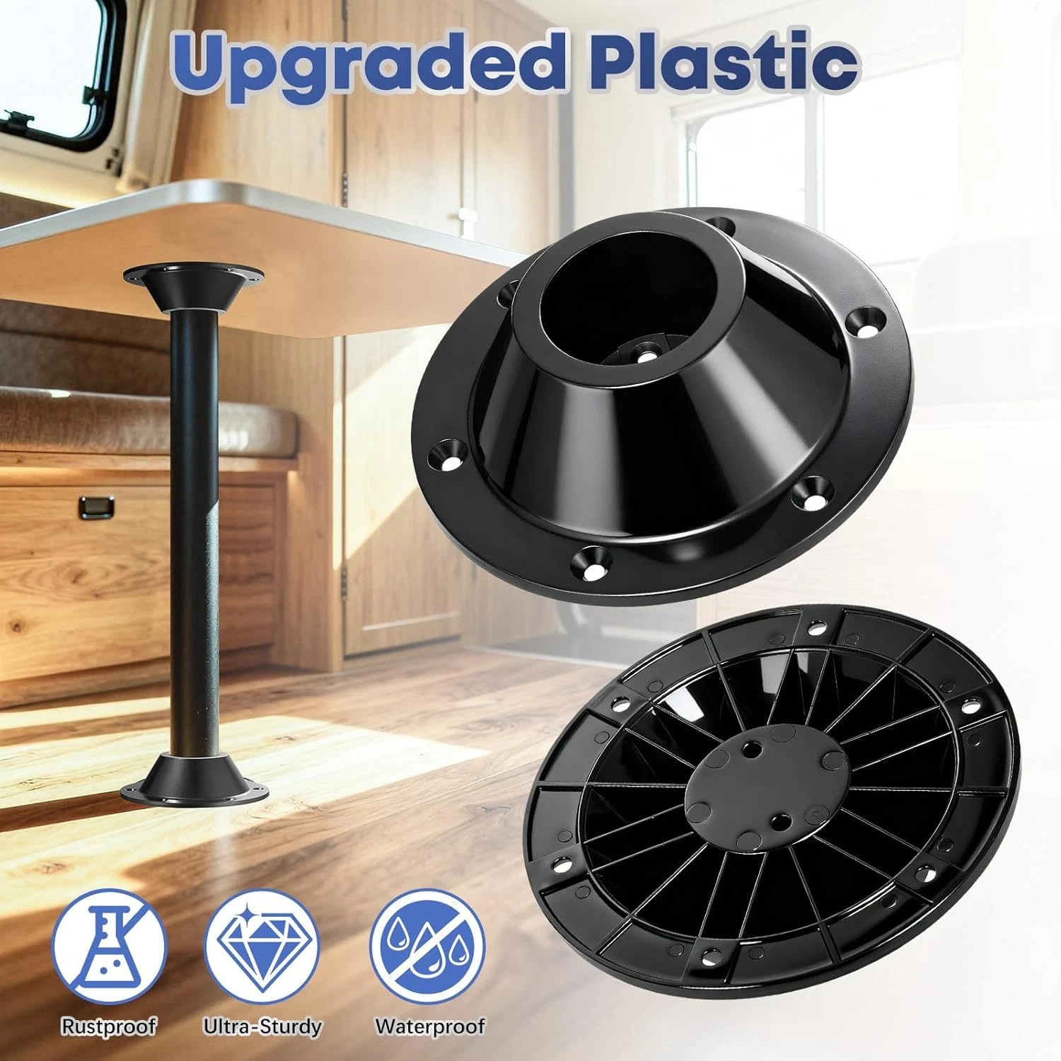 2 PCS Ultra-Sturdy RV Table Base Mount, Premium Plastic Camper Table Leg Replace gallery
