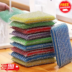 4 pcs Kitchen Cleaning Sponges Reusable Steel Scrub Multiuse Heavy Duty For Home