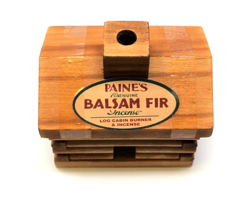 Paine's LOG CABIN INCENSE BURNER, Small: Smoking Chimney! + 10 Balsam Fir Logs! gallery