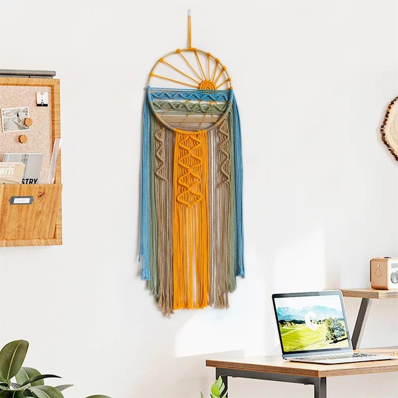 Macrame Wall Hanging Boho Macrame Wall Decor, Sunset Wall Art Dream Catcher H gallery