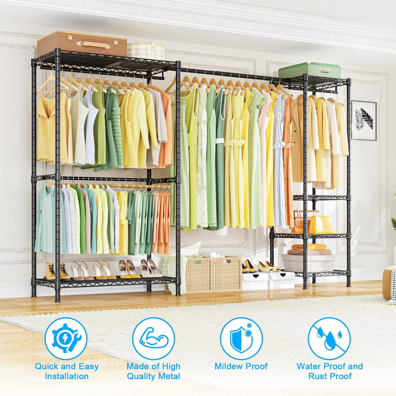 Adjustable E10 Clothes Rack with Hanger Rod - Portable Freestanding Organizer gallery