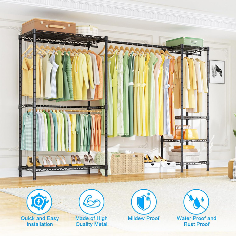 Adjustable E10 Clothes Rack with Hanger Rod - Portable Freestanding Organizer gallery
